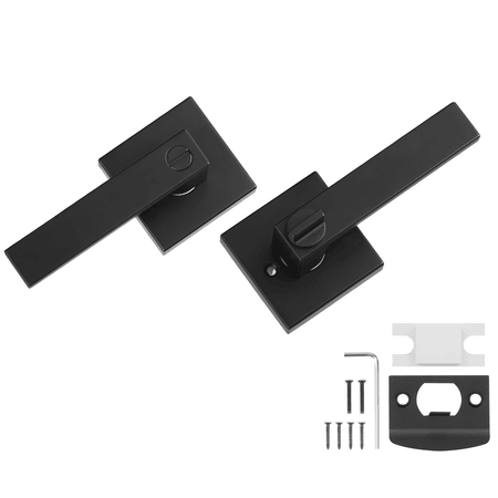 Privacy Door Handle, 10 Pack Matte Black Door Lever, Left or Right Handing Reversible Lever with Keyless Lock, 45° Rotation to Open, Universal Square Interior for Bedroom and Bathroom Doors