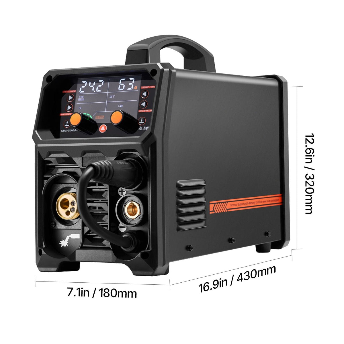 Pro MIG Welder, 200A Pluse Mig Welding Machine, 5-in-1 Synergic Welder Machine MIG Pluse/Gas MIG/Flux Core MIG/Stick/Lift TIG, 110V/220V Dual Voltage Aluminum Mig Welder with LCD Screen Display
