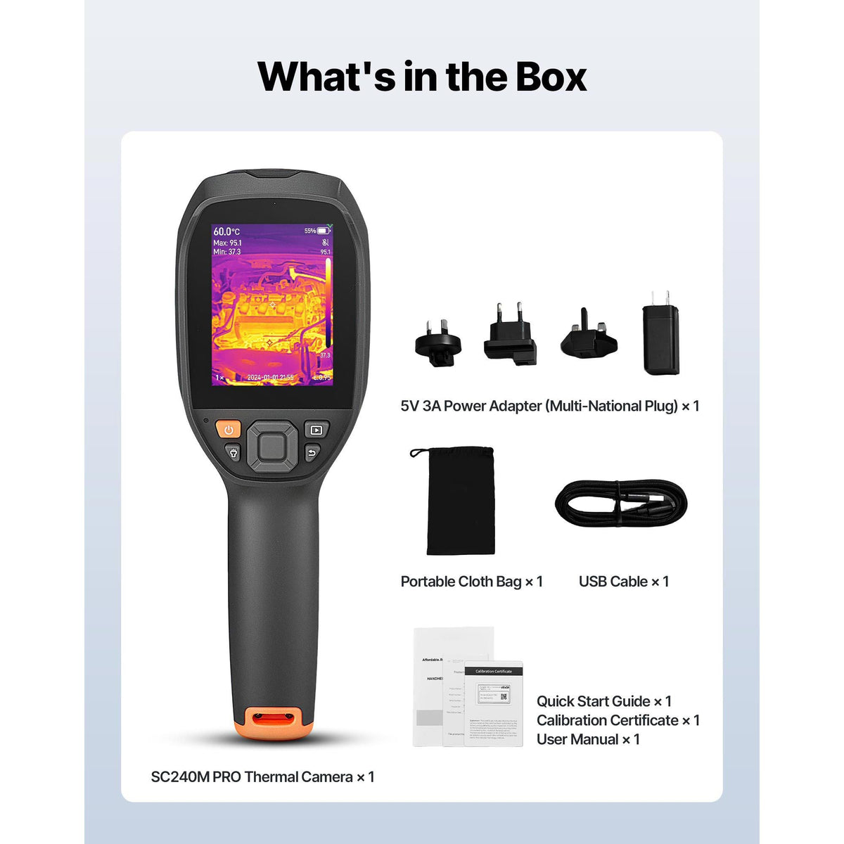 Pro Thermal Imaging Camera, Upgraded 512 x 384 TISR Super Resolution, 3.45" LCD Infrared Thermal Imager with 2MP Visual Camera, 25HZ Refresh Rate, -4°F - 1022°F, 4 Image Modes & 7 Color Palettes