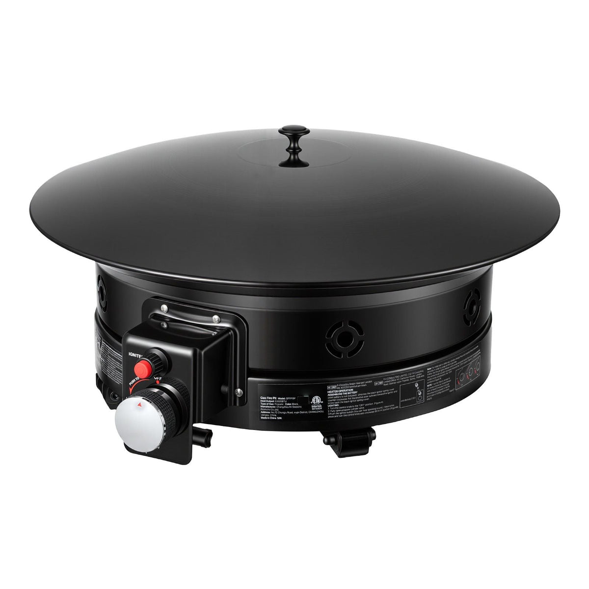 Propane Fire Pit 24-Inch, 53,000 BTU Portable Gas Fire Pit, with Grill Grate & Lava Rocks, Adjustable Flame, Folding Legs,Smokeless Outdoor Firebowl for Camping, Patio, Backyard, Deck, RV, Black