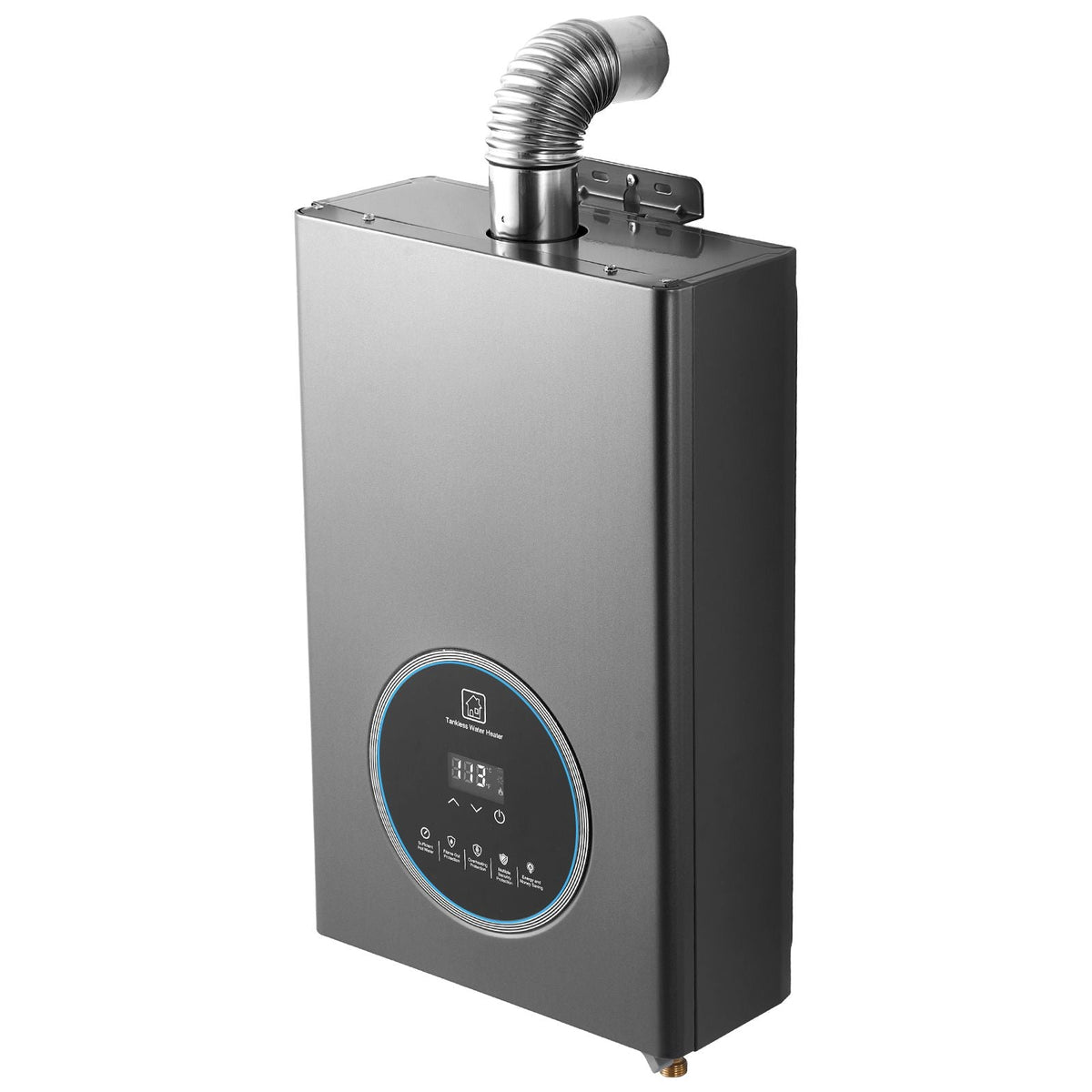 Propane Tankless Water Heater, 4.3Gal Indoor 100000 BTU Instant Hot Water Heater, Smart Temperature Control & Clear LED Display & Multiple Security Protections for Whole House, Silver Gray