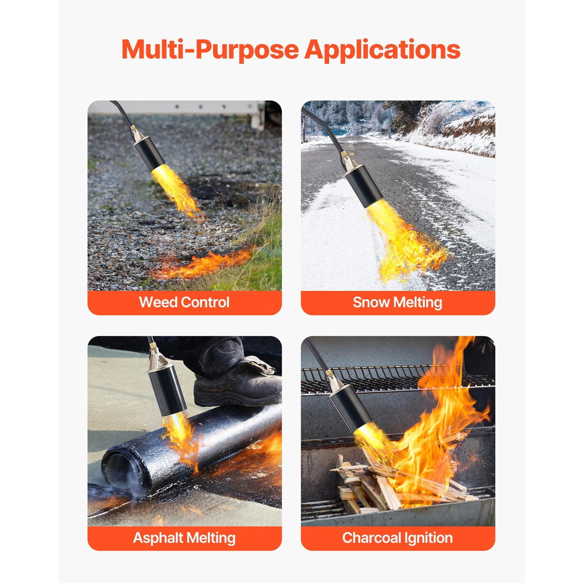 Propane Torch Weed Burner, High Output 1,800,000 BTU with 10 ft Hose, Heavy Duty Blow Torch with Adjustable Flame & Turbo Trigger Push Button Auto Igniter, Flamethrower for Garden Ice Snow Road