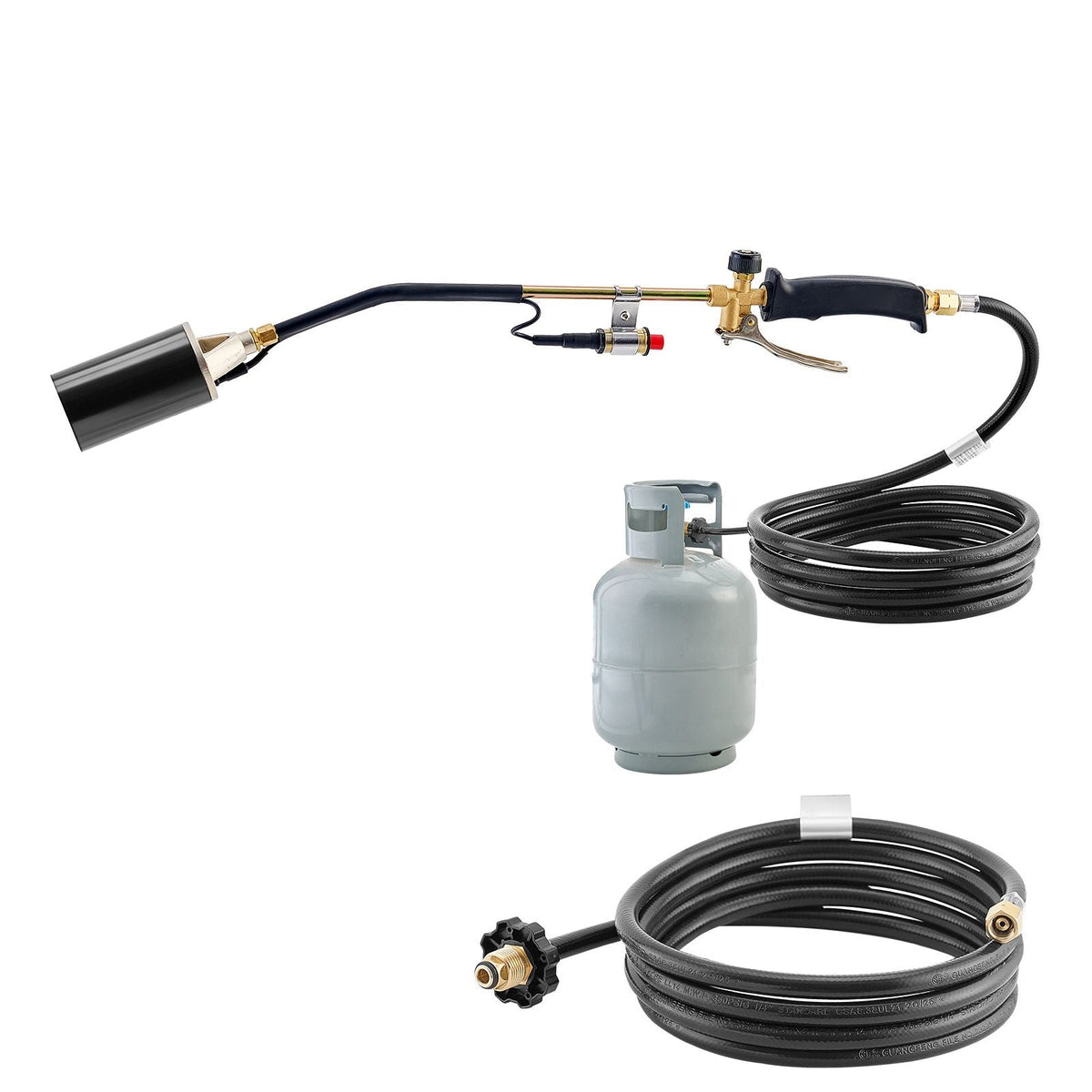 Propane Torch Weed Burner, High Output 1,800,000 BTU with 10 ft Hose, Heavy Duty Blow Torch with Adjustable Flame & Turbo Trigger Push Button Auto Igniter, Flamethrower for Garden Ice Snow Road