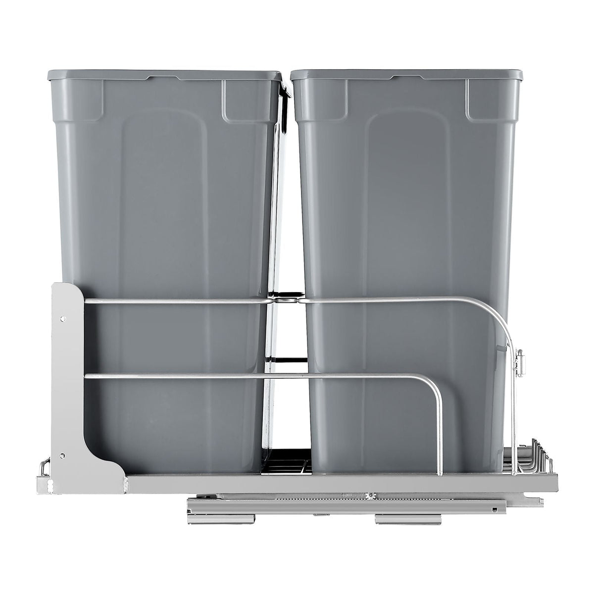 Pull-Out Trash Can, 35 QT x2 Double Under Mount Kitchen Waste Container, Heavy Duty Garbage Recycling Bin with Door Kit and Soft Close Slide, for Kitchen Cabinet, Sink, Under Counter (Grey)