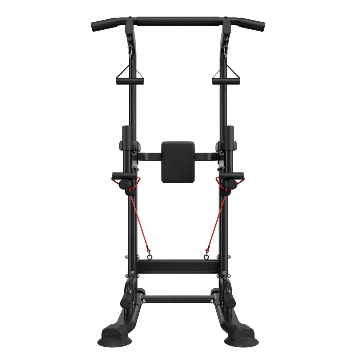 Pull Up Bar, 330 LBS Power Tower Dip Station, Workout Dip Station with H-Shaped Stable Base & Back Pad, Adjustable 12 Level Height Free Standing Chin Up Bar for Back, 4-Level Adjustable Back Pad