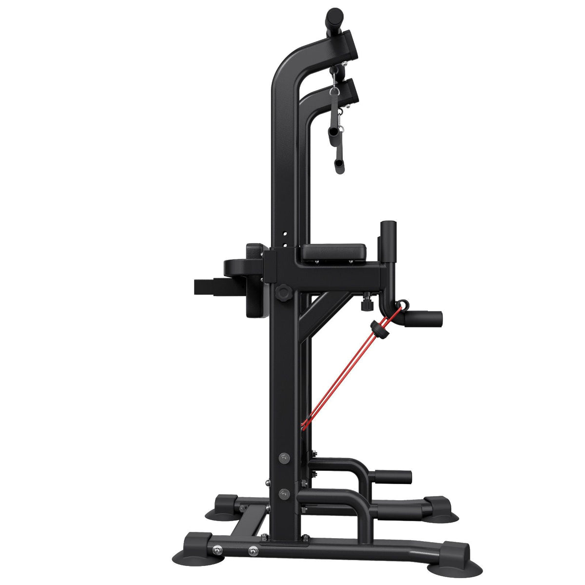 Pull Up Bar, 330 LBS Power Tower Dip Station, Workout Dip Station with H-Shaped Stable Base & Back Pad, Adjustable 12 Level Height Free Standing Chin Up Bar for Back, 4-Level Adjustable Back Pad