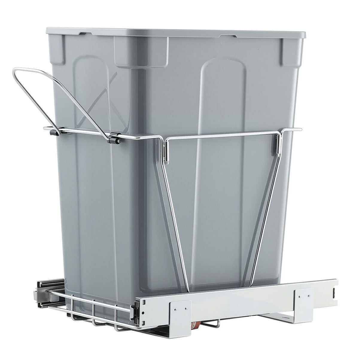 Pullout Trash Can for Kitchen Cabinets, 35 QT Garbage Waste Recycling Bin, Under Mount Waste Container, with Heavy Duty Metal Full Extension Sliding System and Handle, for Sink, Under Counter