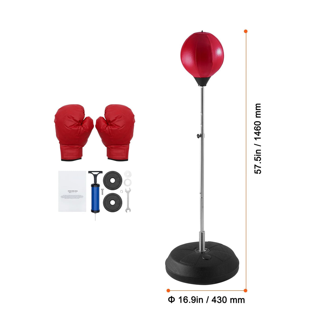 Punching Bag, Reflex Boxing Bag for Kids & Adults, Height Adjustable Free Standing Strike Bag Set with Boxing Gloves & Stand, Workout Speed Bag for Home Gym Training, Stress Relief & Fitness