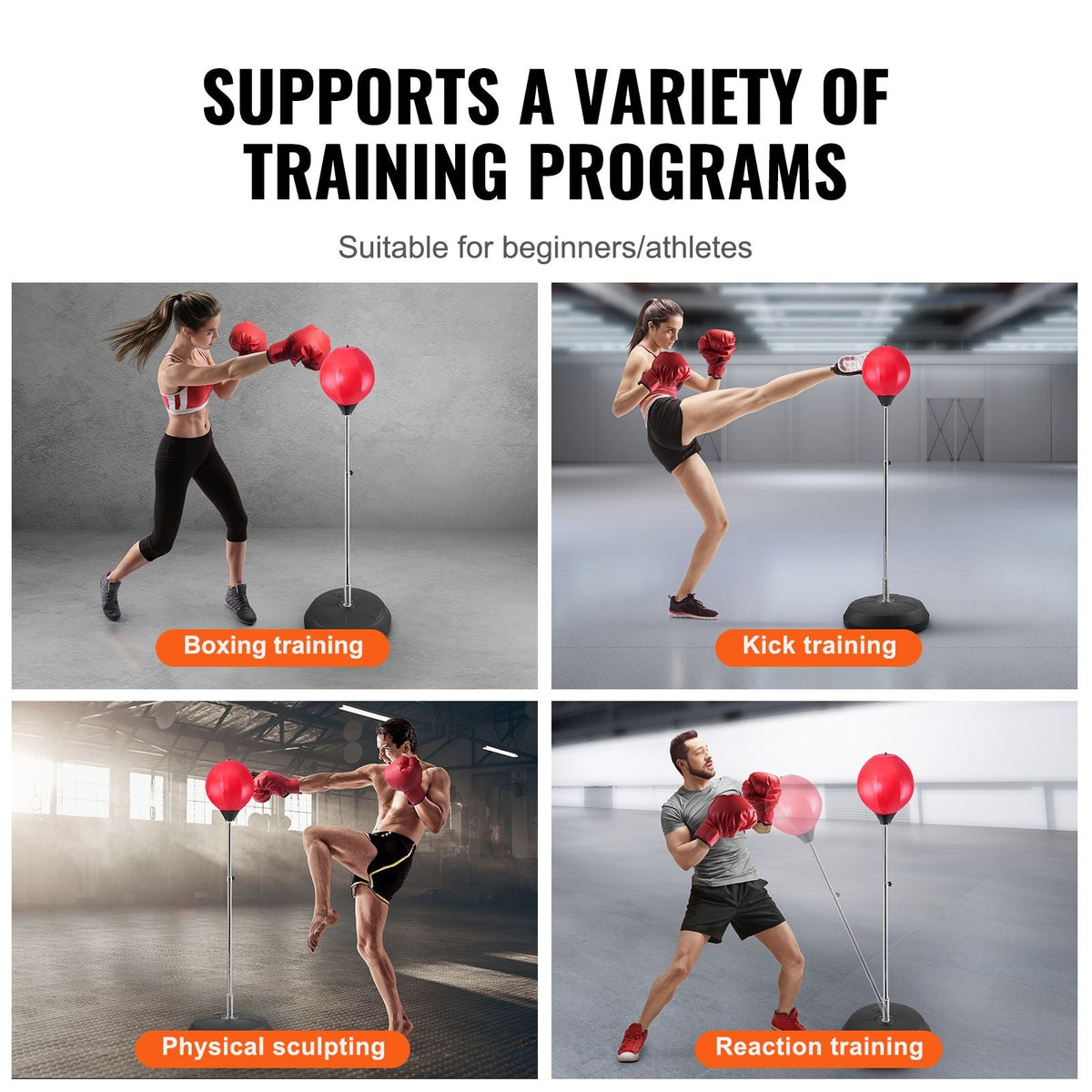Punching Bag, Reflex Boxing Bag for Kids & Adults, Height Adjustable Free Standing Strike Bag Set with Boxing Gloves & Stand, Workout Speed Bag for Home Gym Training, Stress Relief & Fitness
