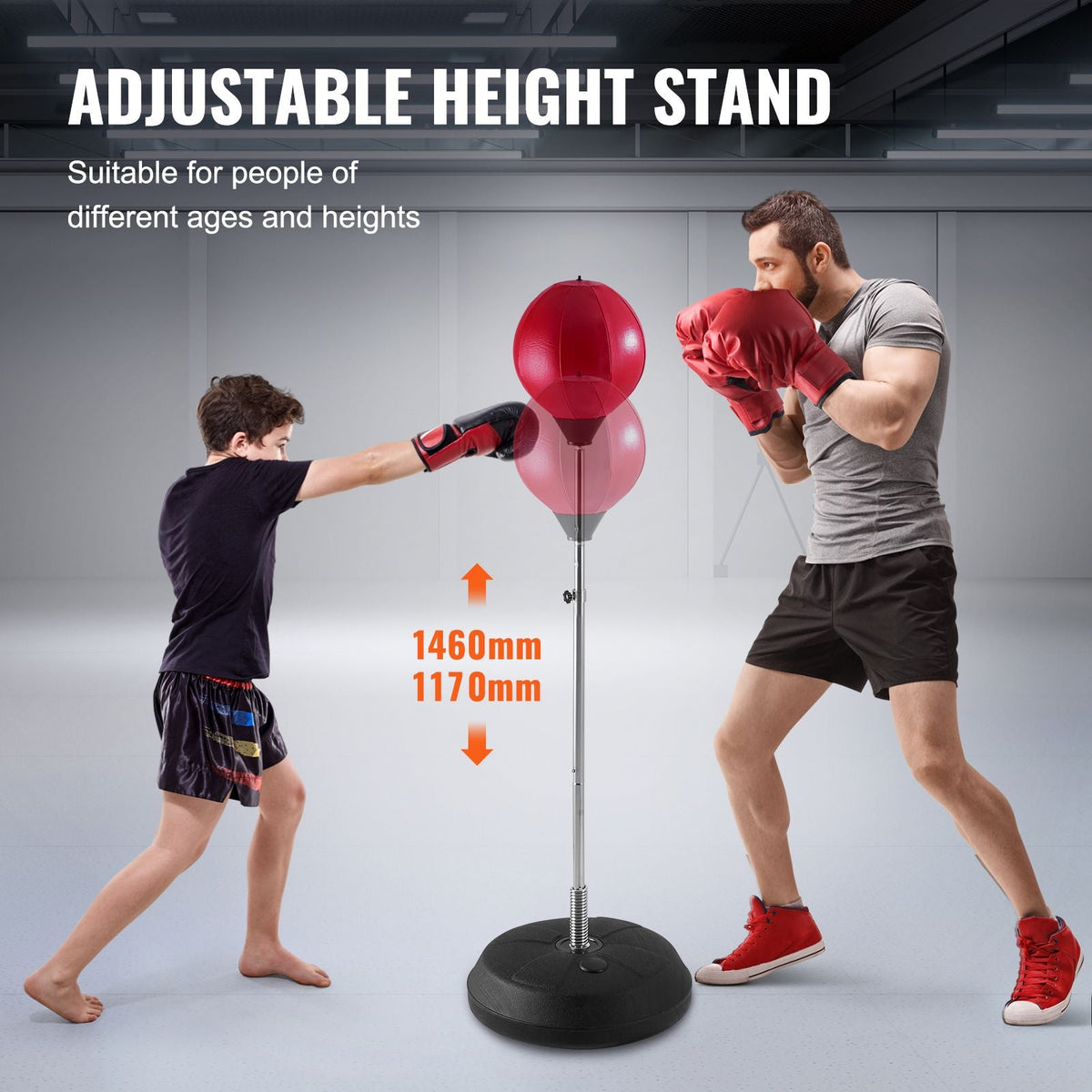 Punching Bag, Reflex Boxing Bag for Kids & Adults, Height Adjustable Free Standing Strike Bag Set with Boxing Gloves & Stand, Workout Speed Bag for Home Gym Training, Stress Relief & Fitness