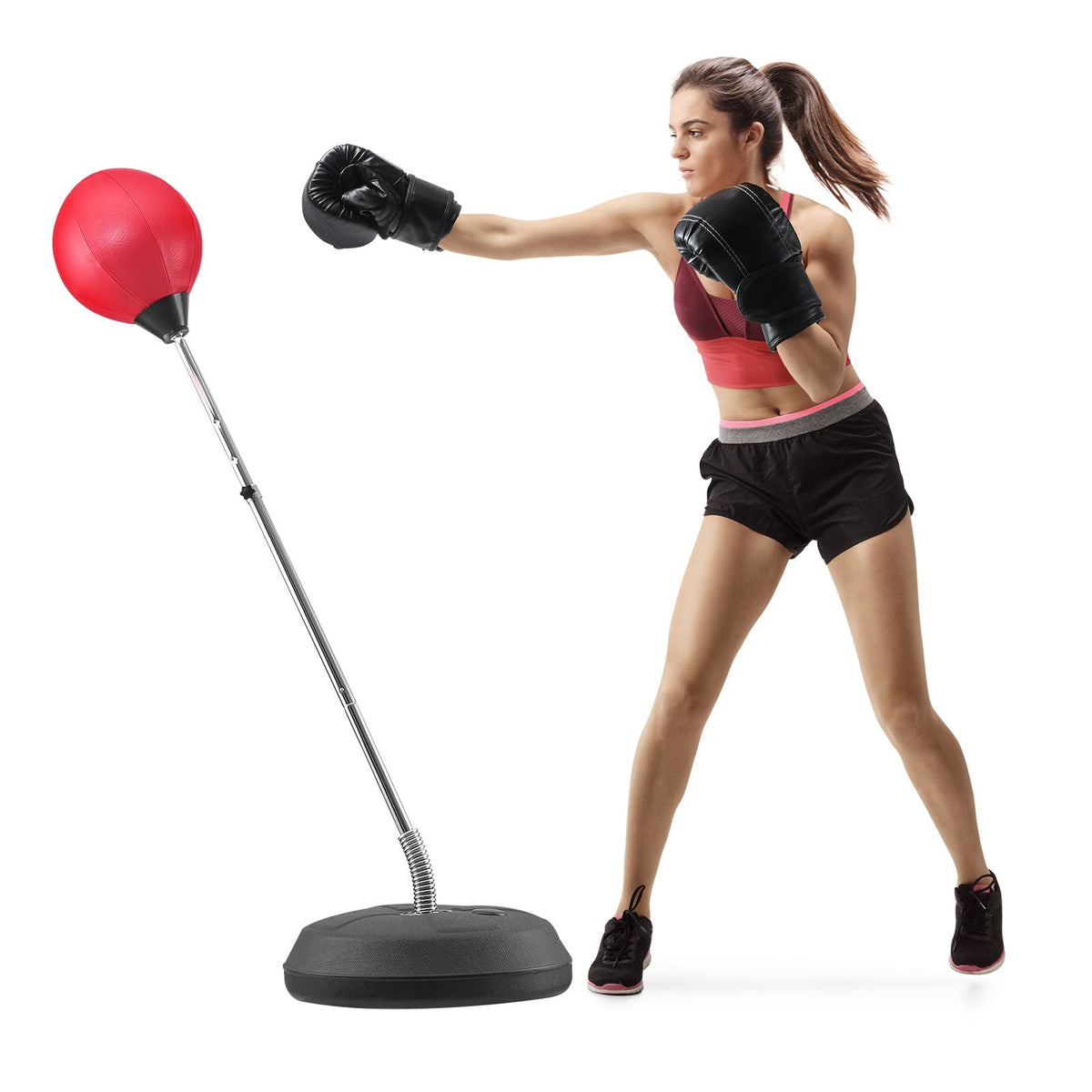Punching Bag, Reflex Boxing Bag for Kids & Adults, Height Adjustable Free Standing Strike Bag Set with Boxing Gloves & Stand, Workout Speed Bag for Home Gym Training, Stress Relief & Fitness