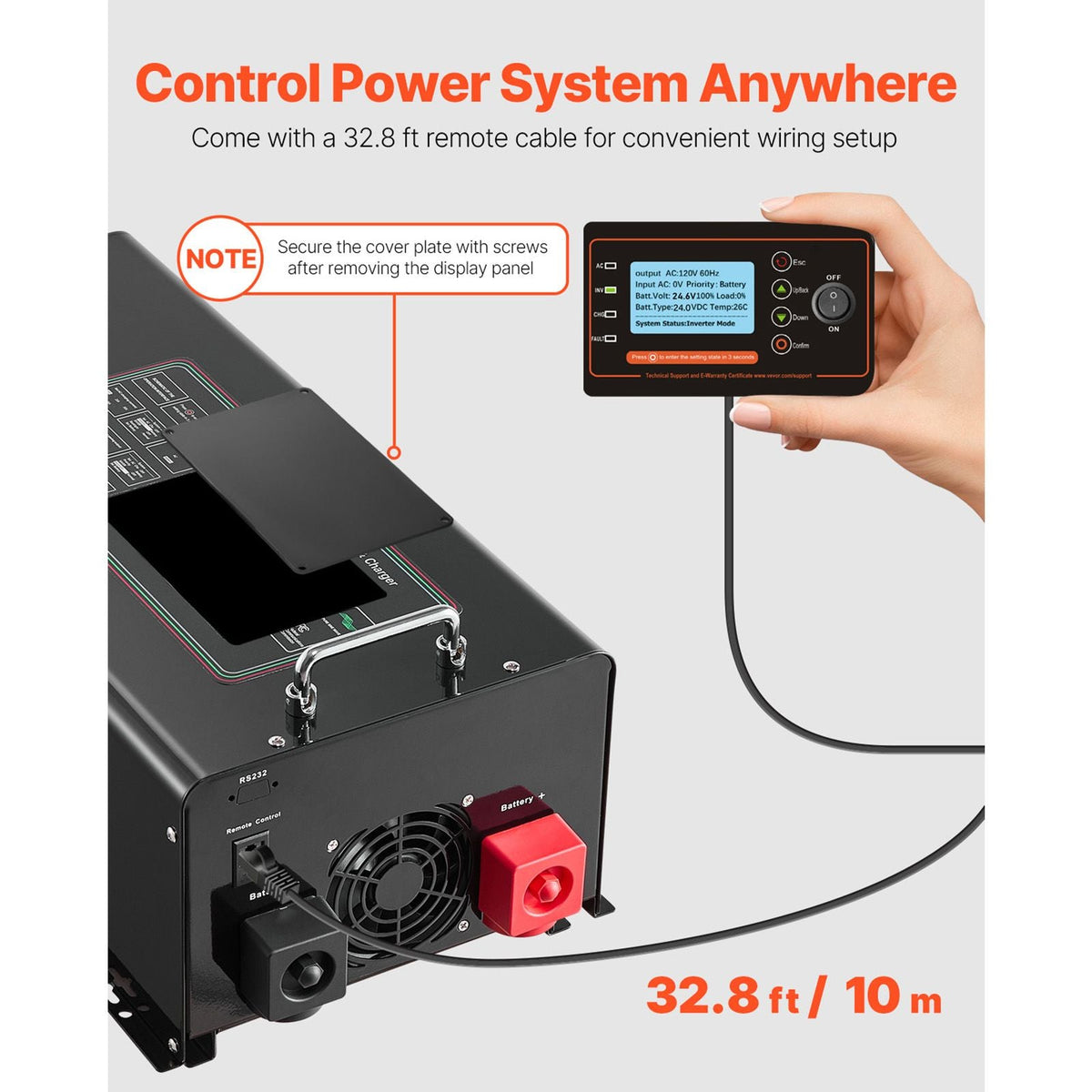 Pure Sine Wave Inverter Charger, 6000 Watt, DC 48V to AC 120V Power Inverter with LCD Display, Remote Control, Solar Inverter for Off-Grid Solar RV Boat Home, Compatible with Various Batteries
