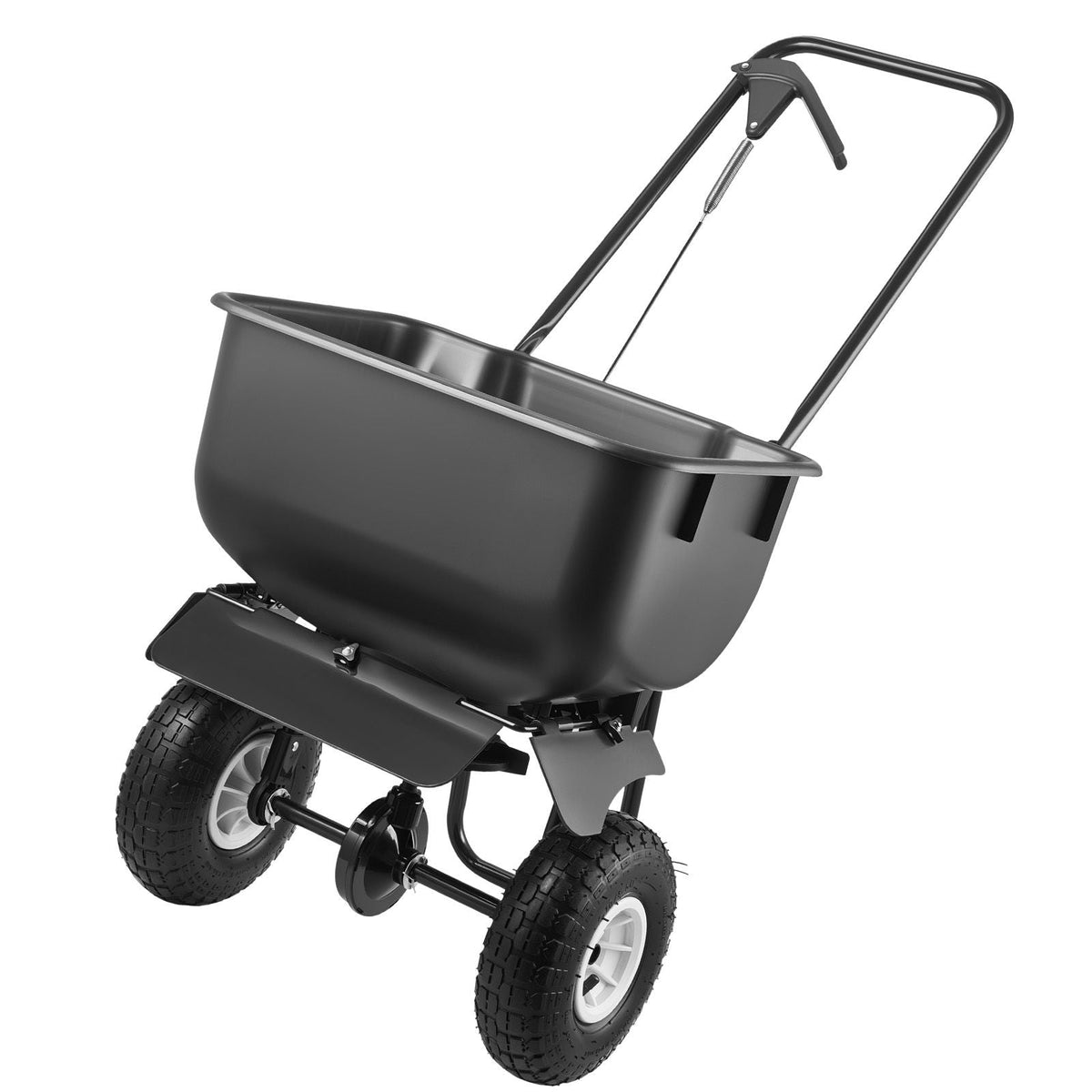 Push Lawn Spreader, 12ft Spreading Width, Broadcast Spreader with 80lbs Load Capacity & 10 in All-Terrain Tires, Walk-Behind Garden & Lawn Broadcast Spreaders for Seed Fertilizer, Salt Ice Melt