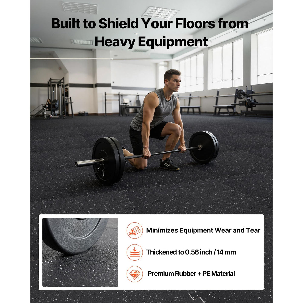 Puzzle Exercise Mat, 12 PCS Fitness Equipment Mats, 24 x 24 x 0.56 in, High-Density EVA Foam Mat Set, Interlocking Rubber Soft Tiles, Protective Floor Padding with White Dots for Home Gym Office