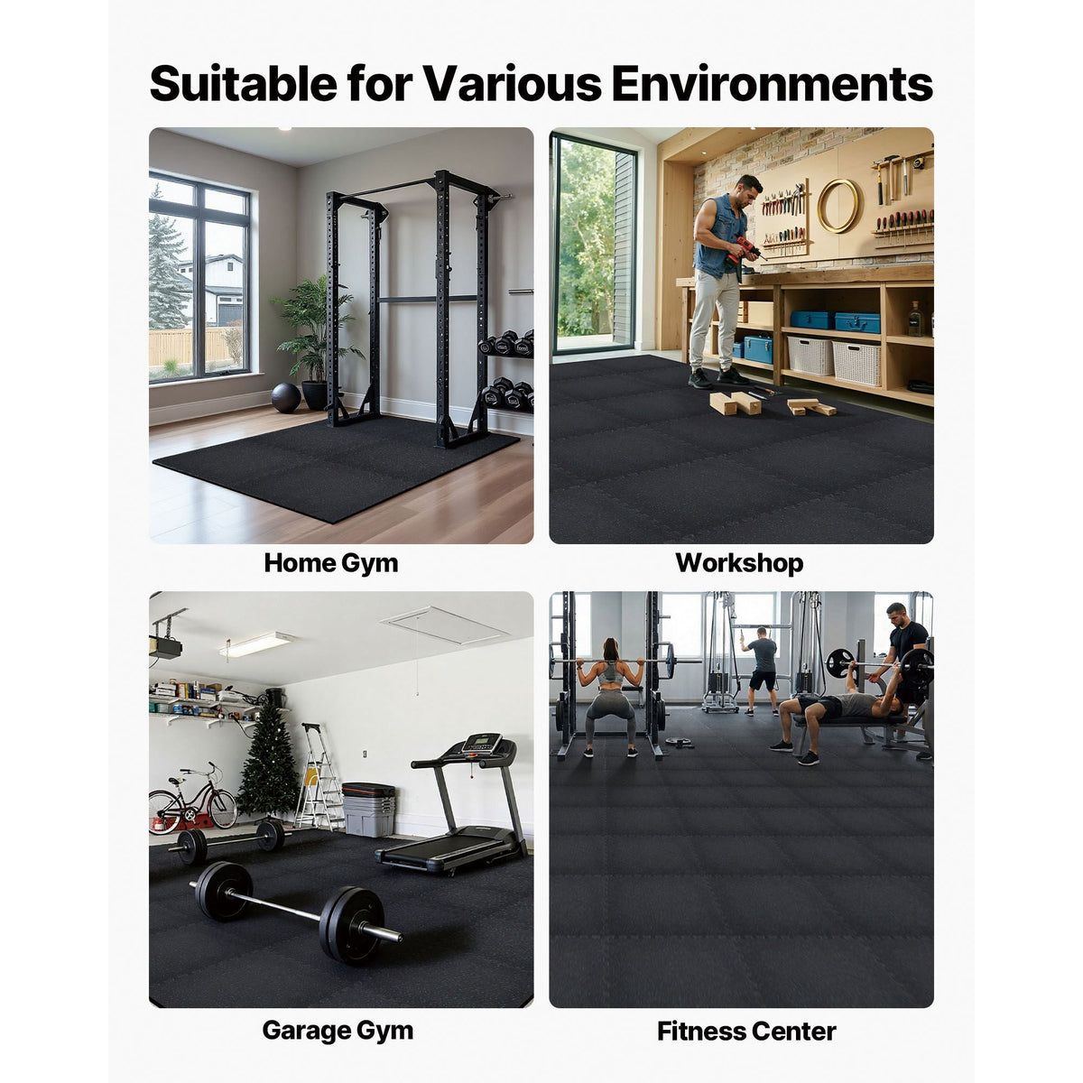 Puzzle Exercise Mat, 24 PCS Fitness Equipment Mats, 24 x 24 x 0.56 in, High-Density EVA Foam Mat Set, Interlocking Rubber Soft Tiles, Protective Floor Padding with Blue Dots for Home Gym Office