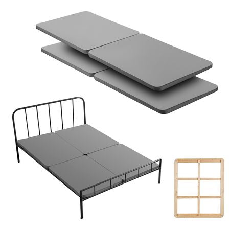 Queen Size Bunkie Board, 1.5 in Bed Board Slats with 200D Oxford Cloth, Wooden Mattress Support for Queen Size Bed, Easy Assembly Support under Mattress, 4 Piece, Gray