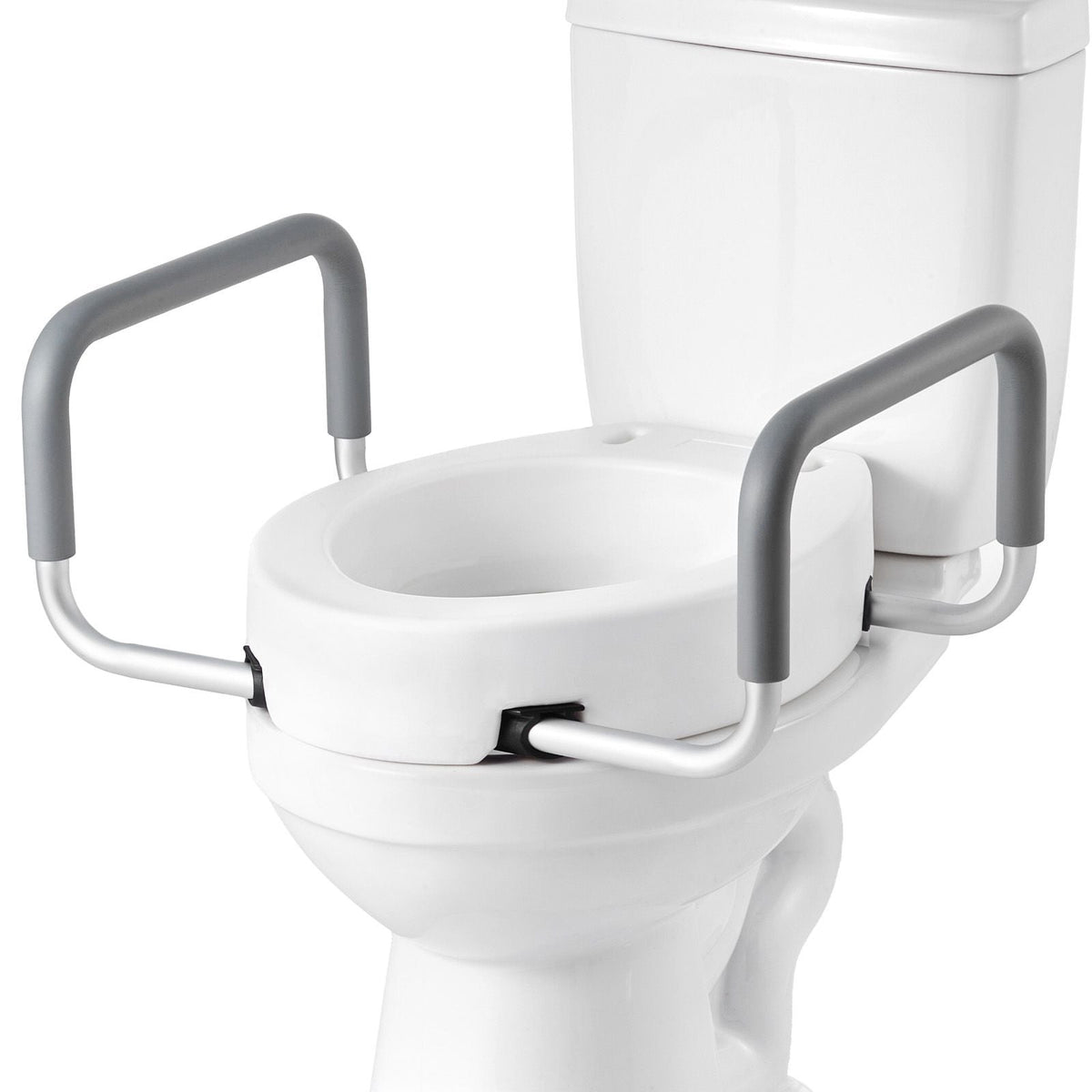Raised Toilet Seat with Arms, 300 lbs Load Capacity, 3.5-Inch Lift Height, Widened Commode Elevated Toilet Seat Riser with Padded Handles for Seniors, Elderly, Handicap, Disabled, and Adults