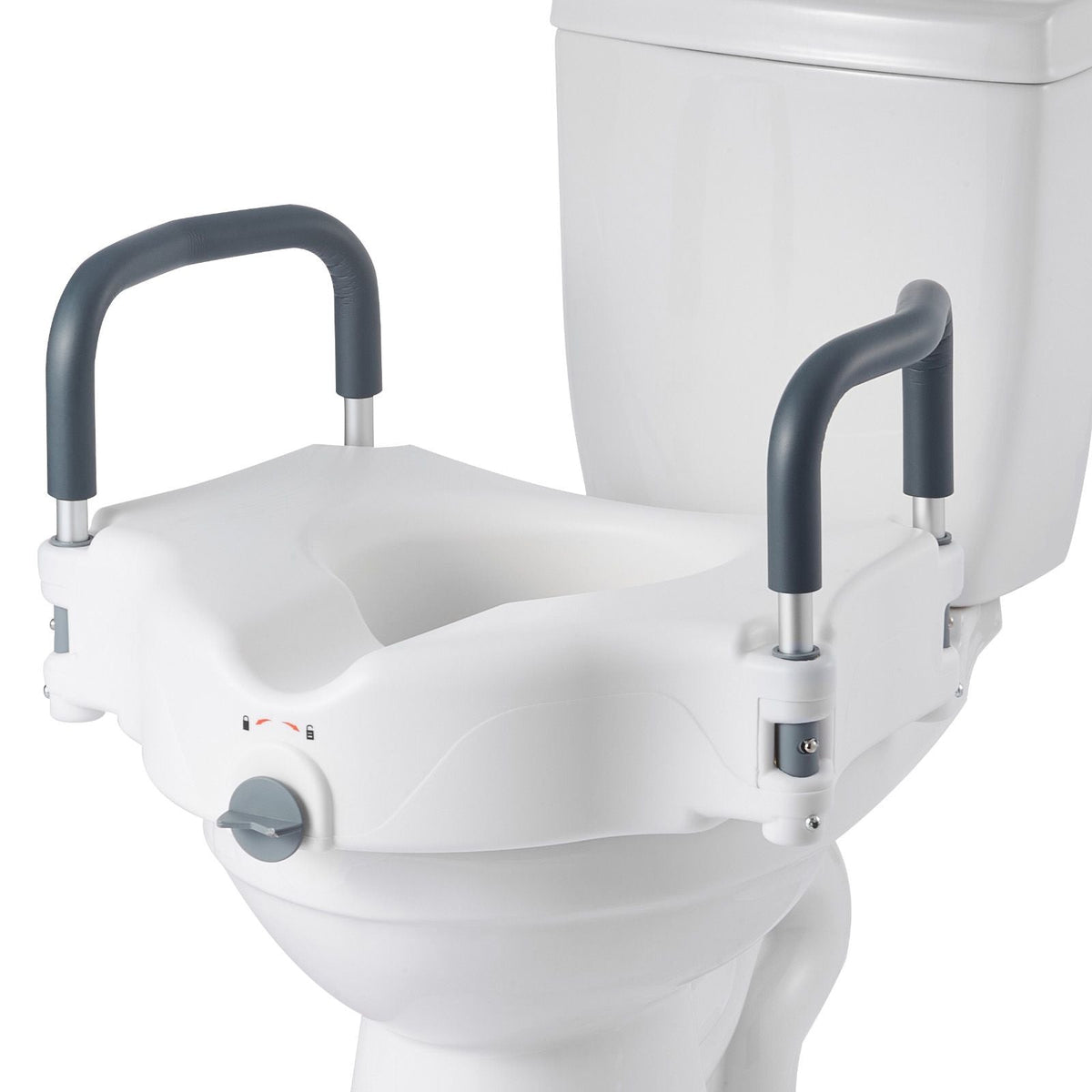 Raised Toilet Seat with Arms, 300 lbs Load Capacity, 5-Inch Lift Height, Widened Commode Elevated Toilet Seat Riser with Padded Handles for Seniors, Elderly, Handicap, Disabled, and Adults Use