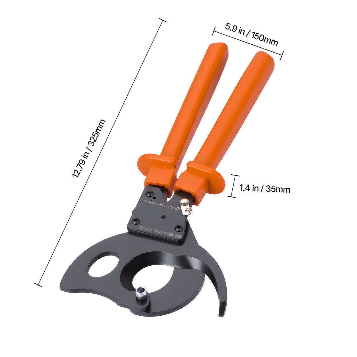 Ratcheting Cable Cutter, Spring Steel Blades with PVC-Coated Handles, Quick-Release Button, Heavy Duty Ratchet Cable Wire Cutter for Cutting Copper & Aluminum Cables Up to 1000 MCM / 500 mm²