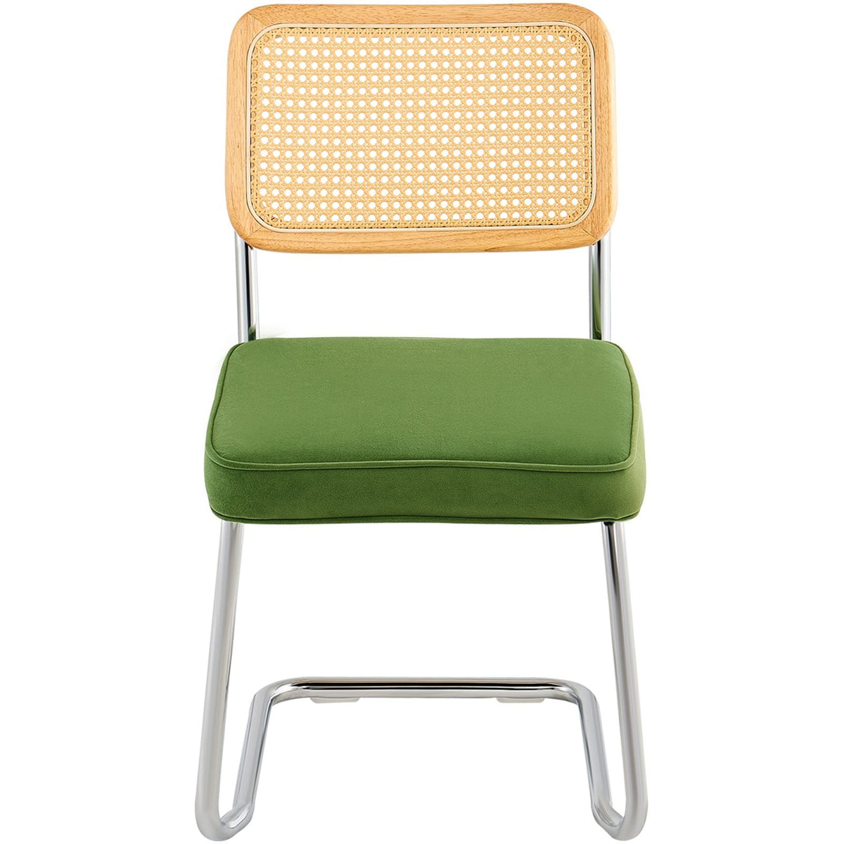 Rattan Dining Chairs Set of 4, Mid Century Modern Dining Chair, Upholstered Velvet Accent Chair with Rattan Back, Retro Dining Room Kitchen Chair for Living Room, Bedroom, Office (18.1 Inch)