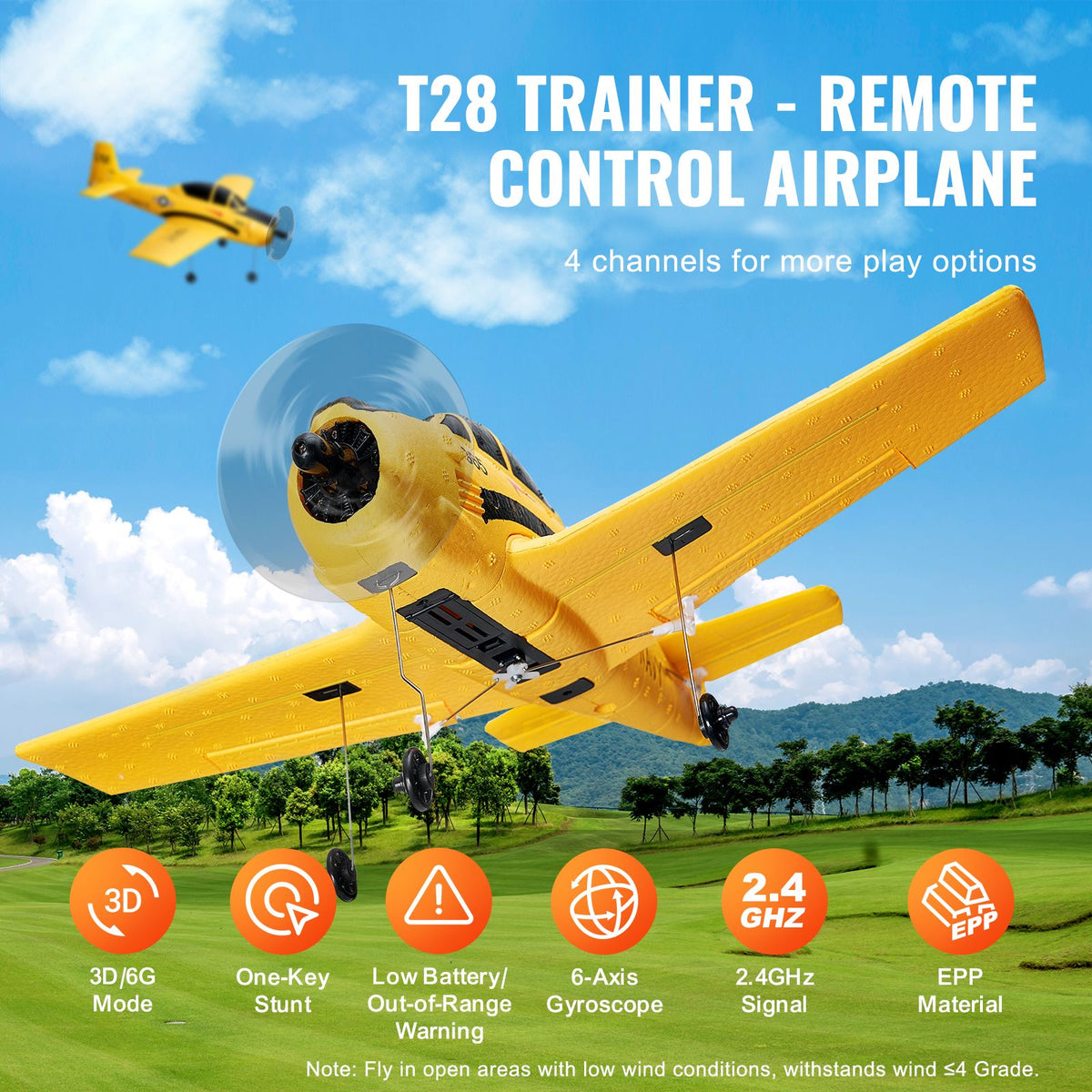 RC Plane, 2.4GHZ 4 Channel Remote Control Airplane with 6-Axis Gyro Stabilizer, Ready to Fly Trainer Aircraft Plane Toy with 2 Batteries, Easy to Fly RC Glider for Adults Kids Beginners Boys
