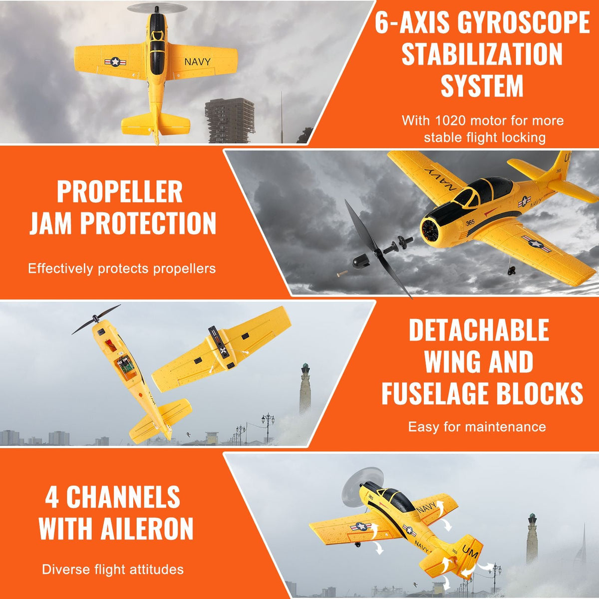 RC Plane, 2.4GHZ 4 Channel Remote Control Airplane with 6-Axis Gyro Stabilizer, Ready to Fly Trainer Aircraft Plane Toy with 2 Batteries, Easy to Fly RC Glider for Adults Kids Beginners Boys