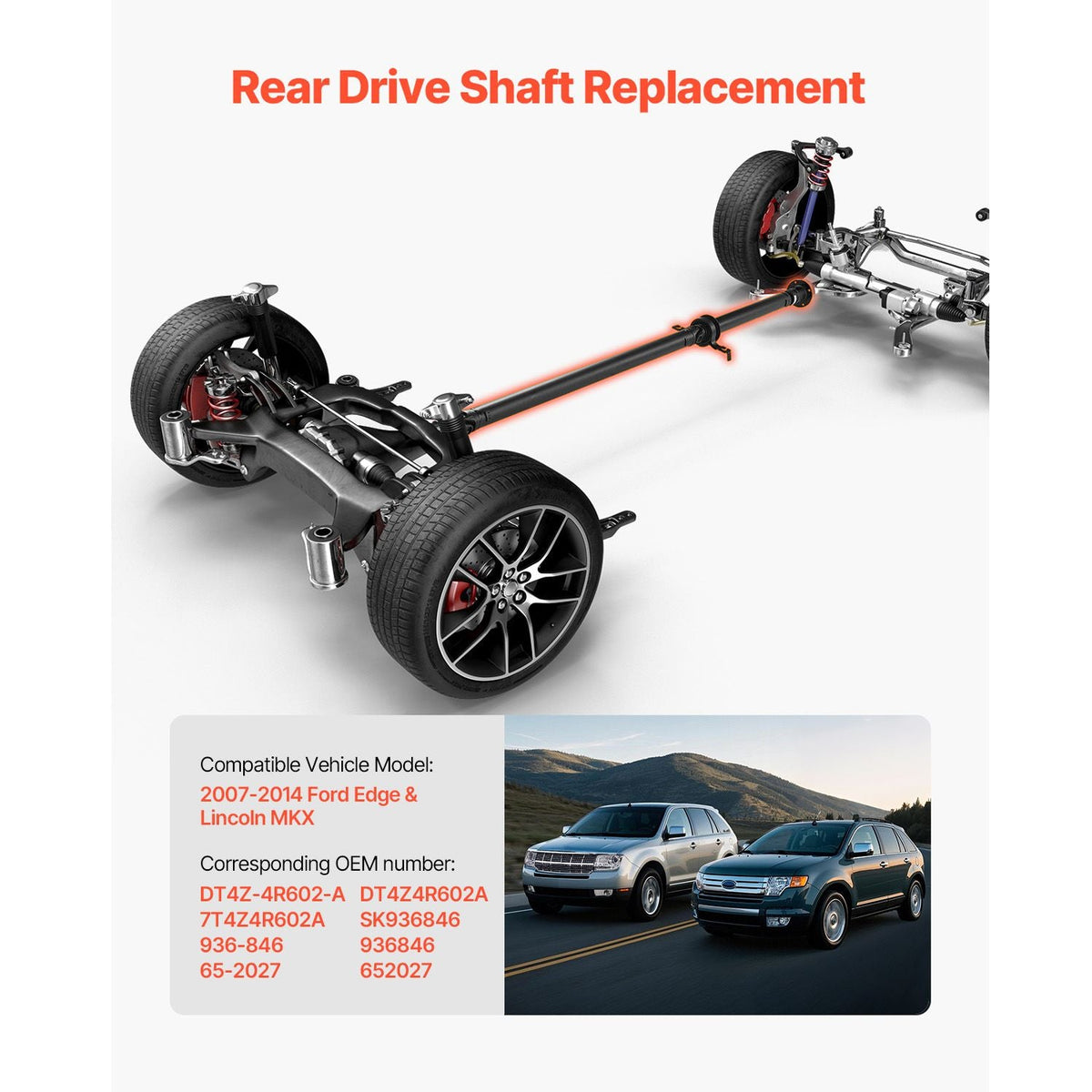 Rear Drive Shaft, 80.0"-81.6" Prop Shaft Driveshaft Assembly Compatible with 2007-2014 Ford Edge & Lincoln MKX, Replace #DT4Z-4R602-A DT4Z4R602A 7T4Z4R602A SK936846 936-846 65-2027