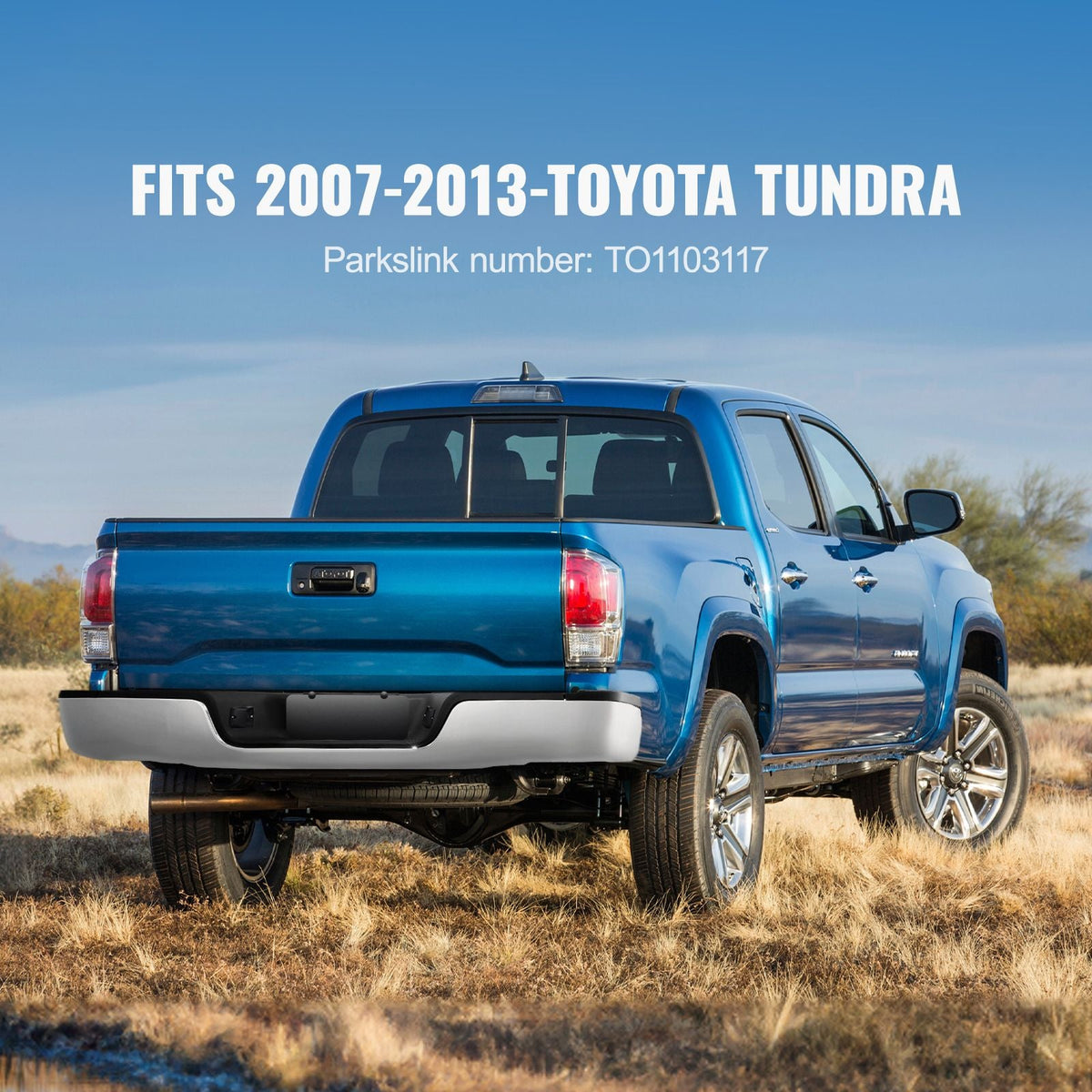 Rear Step Bumper, Compatible with 2007-2013-Toyota Tundra, Chrome Steel Back Bumper, Assembly Replacement Rear Bumper with License Plate Light and Step Pad, without Sensor Holes, for TO1103117