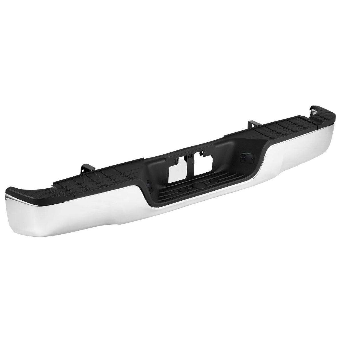 Rear Step Bumper, Compatible with 2007-2013-Toyota Tundra, Chrome Steel Back Bumper, Assembly Replacement Rear Bumper with License Plate Light and Step Pad, without Sensor Holes, for TO1103117