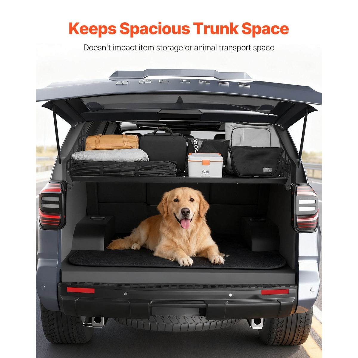 Rear Trunk Cargo Rack, for 2010-2024 Toyota 4Runner, 220 lbs Capacity, Aluminum Alloy Basket Tray Interior Storage Luggage Carrier, Adjustable Height Shelf Stand Organizer for Camping Trip Gear