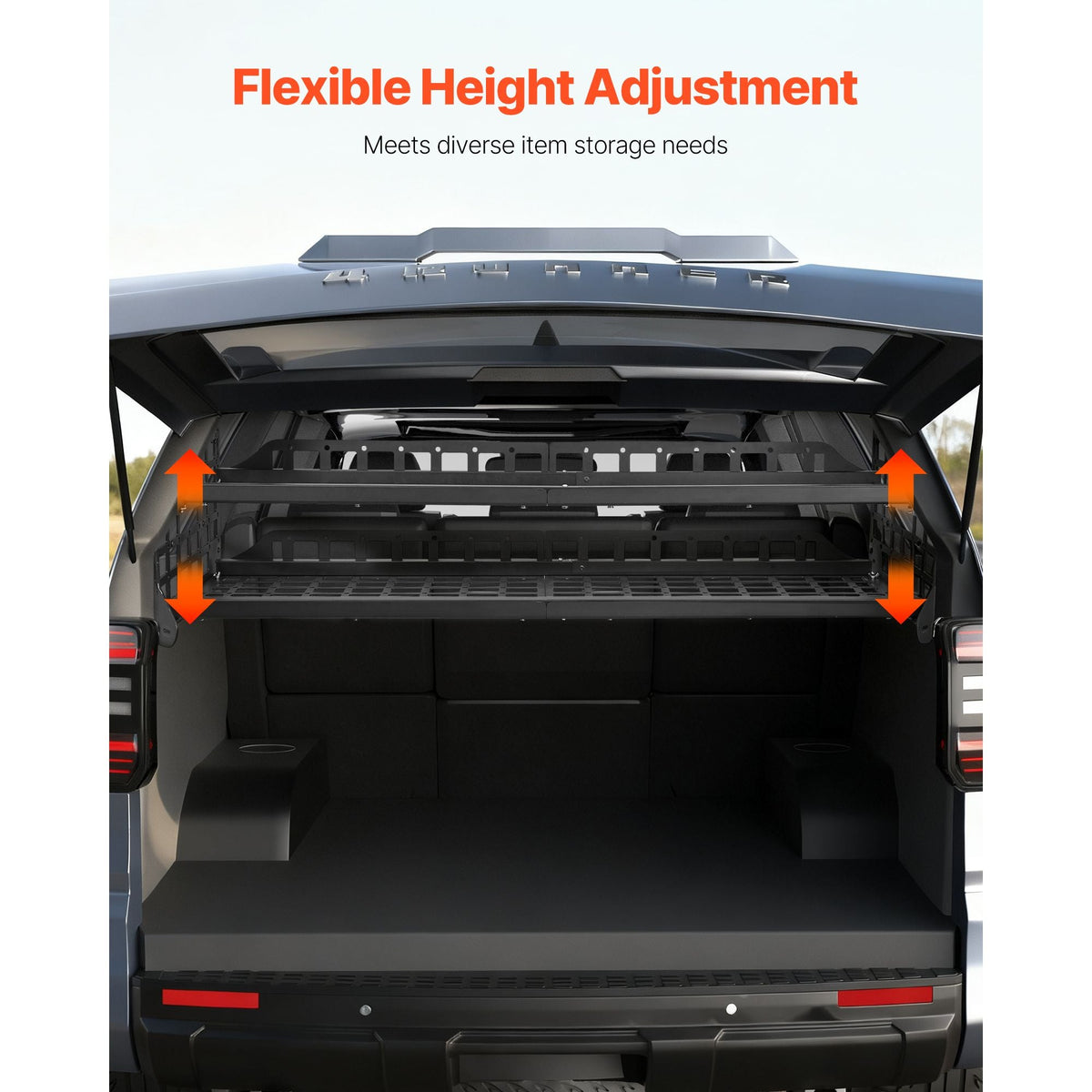 Rear Trunk Cargo Rack, for 2010-2024 Toyota 4Runner, 220 lbs Capacity, Aluminum Alloy Basket Tray Interior Storage Luggage Carrier, Adjustable Height Shelf Stand Organizer for Camping Trip Gear