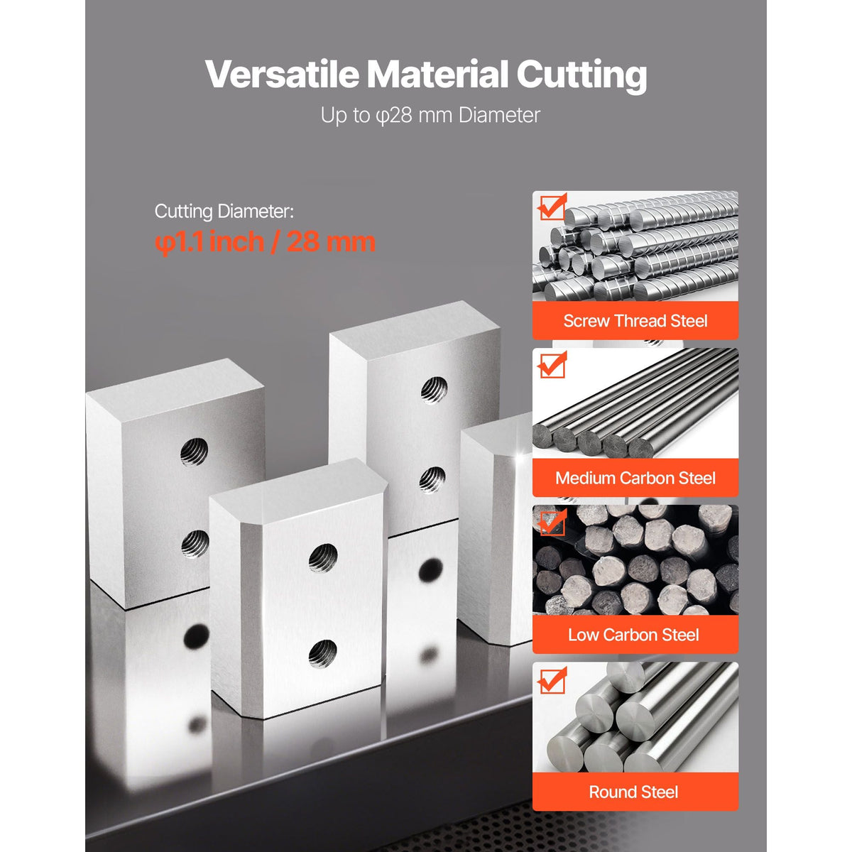 Rebar Cutter Blades, 6 Pcs Replacement Jaw Blades for 1-1/8 Inch 28mm #9 Electric Rebar Cutter, Double-sided, CR12MOV High-Hardness Steel, Fast Efficient with Screws and Spring Washer