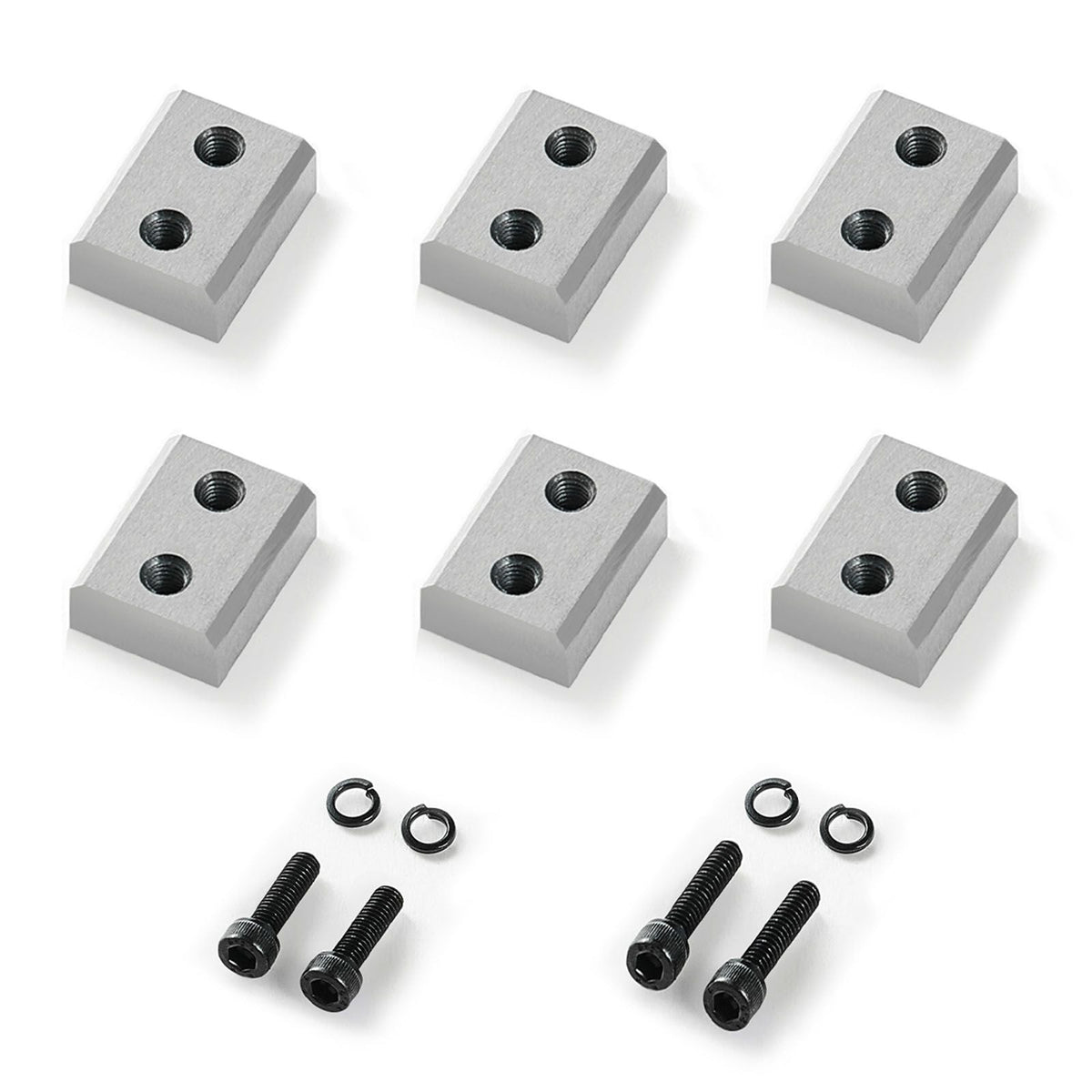 Rebar Cutter Blades, 6 Pcs Replacement Jaw Blades for 3/4Inch 20mm #6 Electric Rebar Cutter, Double-sided, CR12MOV High-Hardness Steel, Fast Efficient with Screws and Spring Washer, Silver