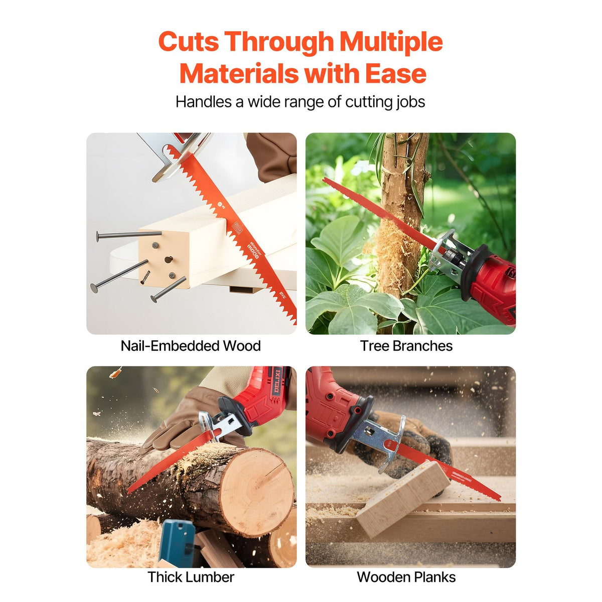 Reciprocating Saw Blades, 25 Pack, 6/12 TPI Bi-Metal Reciprocating Saw Blade Set with Universal Shank, Sharp Teeth for Fast and Smooth Cuts, for Wood and Nail-Embedded Wood Demolition, Orange