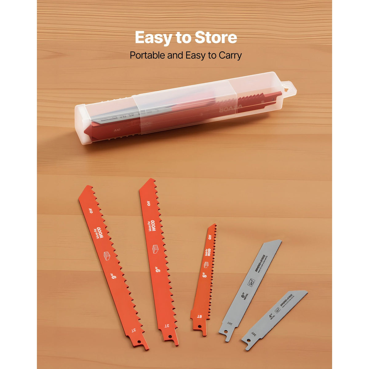 Reciprocating Saw Blades, 32-Piece, Various Sizes Bi-Metal Reciprocating Saw Blade Set with Universal Shank, for Metal and Wood Cutting, Sharp Teeth for Fast and Smooth Cuts, Orange and Gray