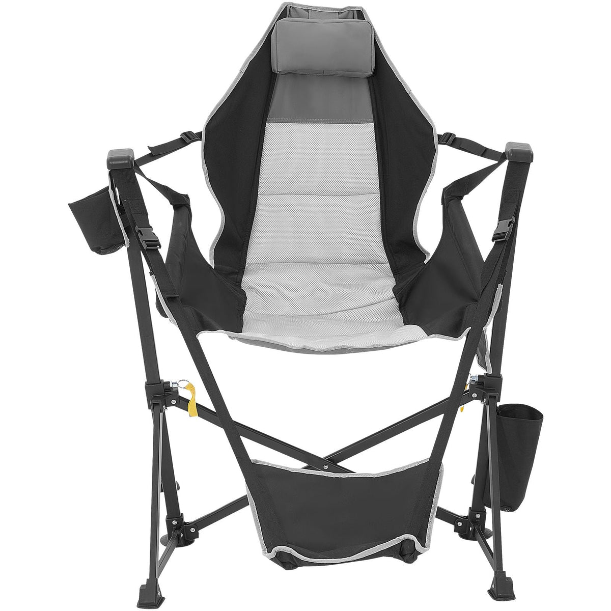 Reclining Camping Chair, 300 lbs Load Camping Hammock Chair, Rocking Lounge Folding Chair with Footrest, Storage Bag, Headrest & Adjustable Backrest, for Camping and Other Outdoor Activities