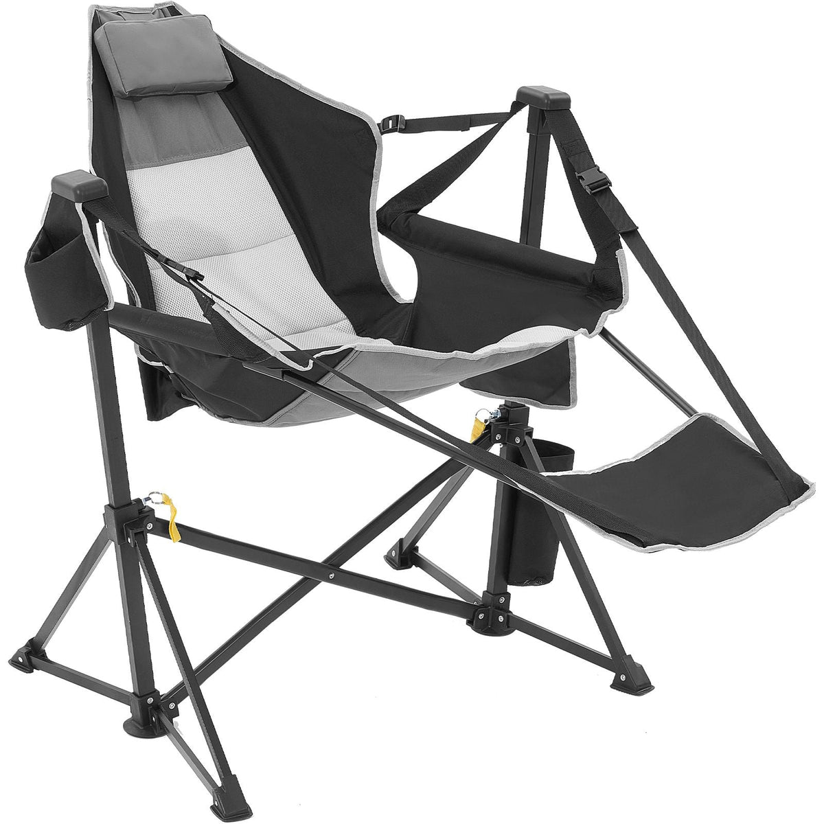 Reclining Camping Chair, 300 lbs Load Camping Hammock Chair, Rocking Lounge Folding Chair with Footrest, Storage Bag, Headrest & Adjustable Backrest, for Camping and Other Outdoor Activities