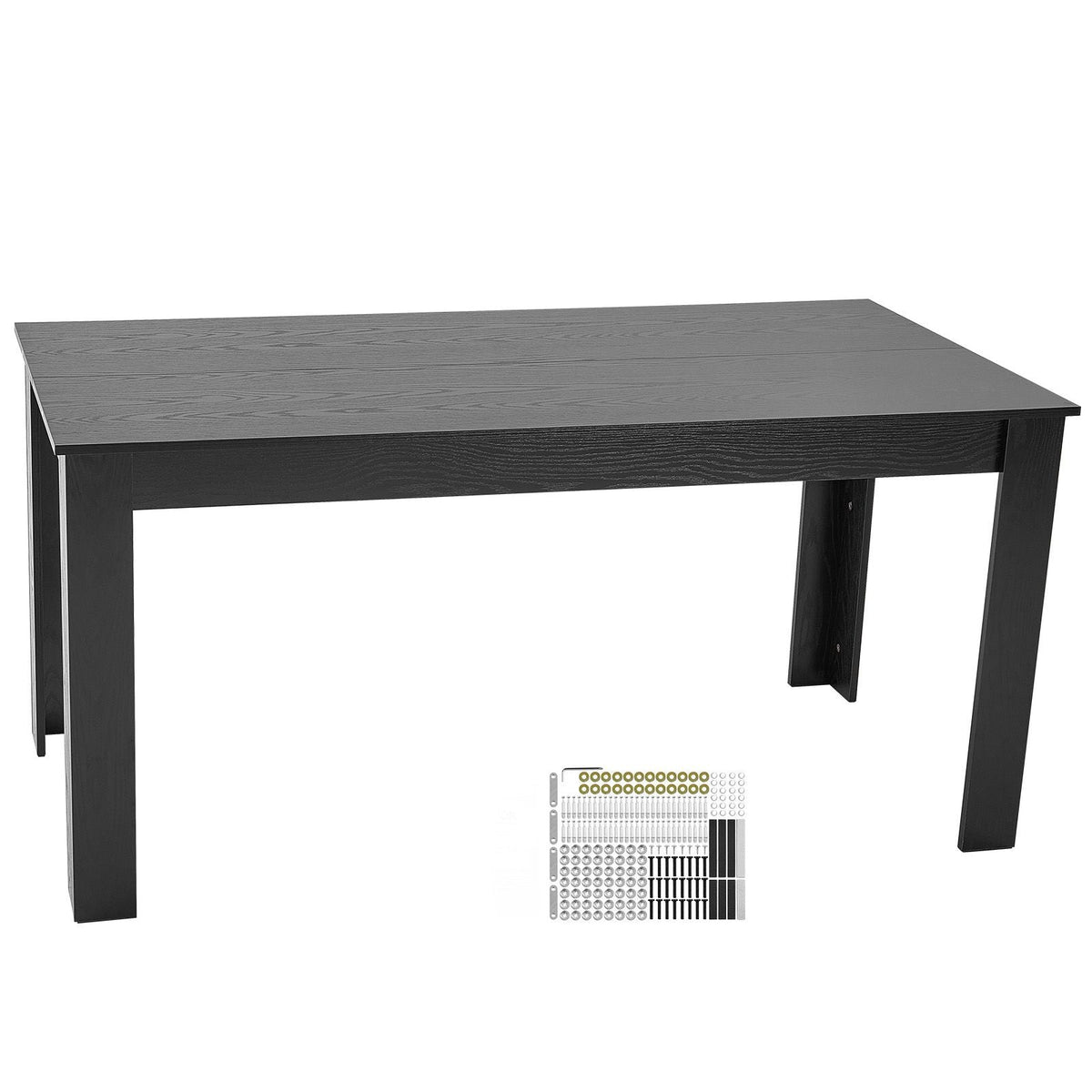 Rectangle Dining Table, 63 inch Length Large Wood Tables for 4-6 Person, Modern Dinner Furniture, Conference Desk Supporting for 330LBS, for Home Kitchen Living Room, Black(Only Table)