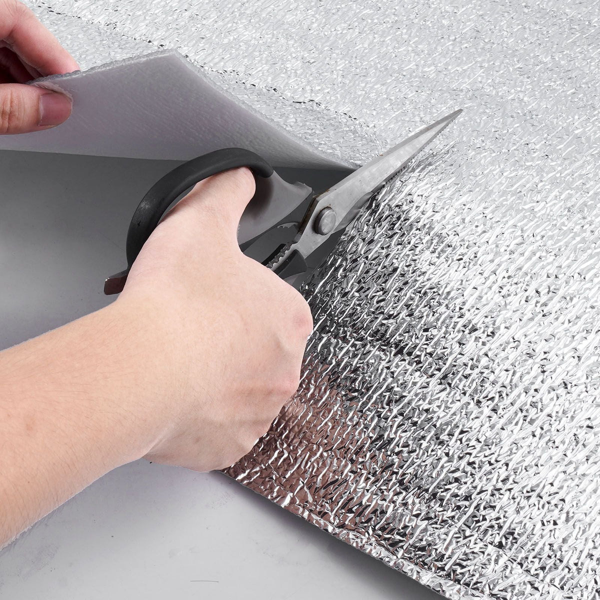 Reflective Insulation Roll, 2 Car Garage Door Thermal Insulation Kit, 6mm 24 in x 18 ft, 4 Rolls Aluminum Foil EPE Foam Core Radiant Barrier, White PE Film Heat Shield for Garage Doors
