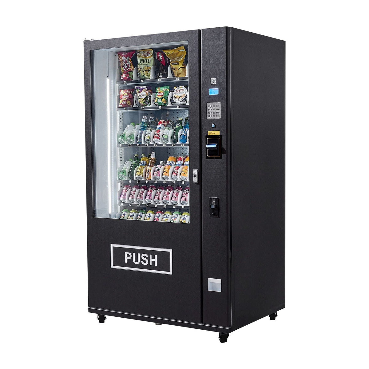 Refrigerated Combo Vending Machine, 60 Slots Commercial Snack Soda Drink Vending Machine with ICT Bill/Coin Acceptor, 6-layer Large Capacity for Business, Shopping Mall, Office, School