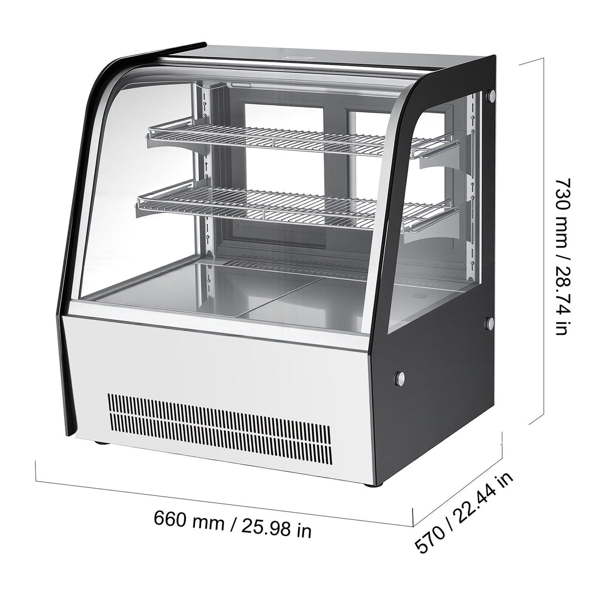 Refrigerated Display Case, 4.2 Cu.Ft./105L Countertop Pastry Display Case, 2-Tier Commercial Cake Refrigerator with LED Lighting, TURBO Cooling, Frost-Free Air-Cooling, for Bakery, Dessert Shop