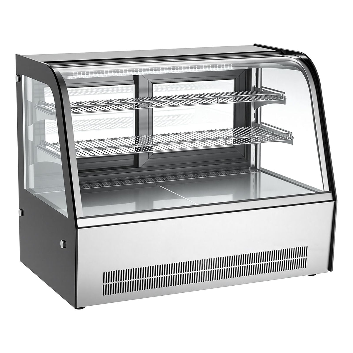 Refrigerated Display Case, 5 Cu.Ft./145L Countertop Pastry Display Case, 2-Tier Commercial Cake Refrigerator with LED Lighting, TURBO Cooling, Frost-Free Air-Cooling, for Bakery, Dessert Shop