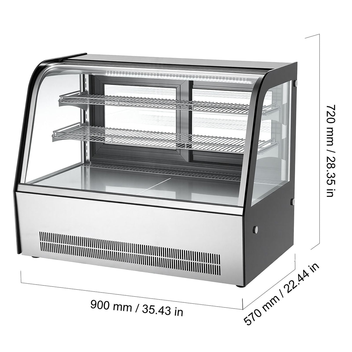 Refrigerated Display Case, 5 Cu.Ft./145L Countertop Pastry Display Case, 2-Tier Commercial Cake Refrigerator with LED Lighting, TURBO Cooling, Frost-Free Air-Cooling, for Bakery, Dessert Shop