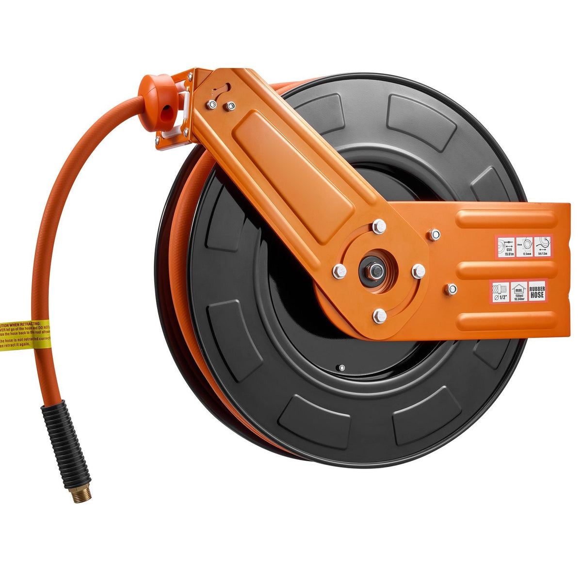 Retractable Air Hose Reel, 1/2 Inch x 50 FT Rubber Air Hose Max 300PSI, Auto Rewind Air-Compressor Hoses Reel with 5 ft Lead in, Ceiling/Wall Mount for Garage Workshops