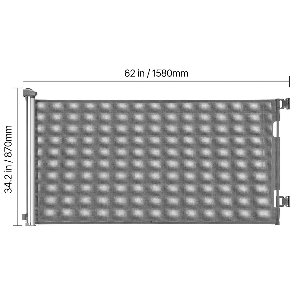 Retractable Baby Gate, Extends to 56.3 inch Wide, 31.3 inch Tall, with Security Lock, Easy to Use, Walk Through Without Tripping, Mesh Dog Gate for Stairs, Hallways, Indoor/Outdoor, Gray
