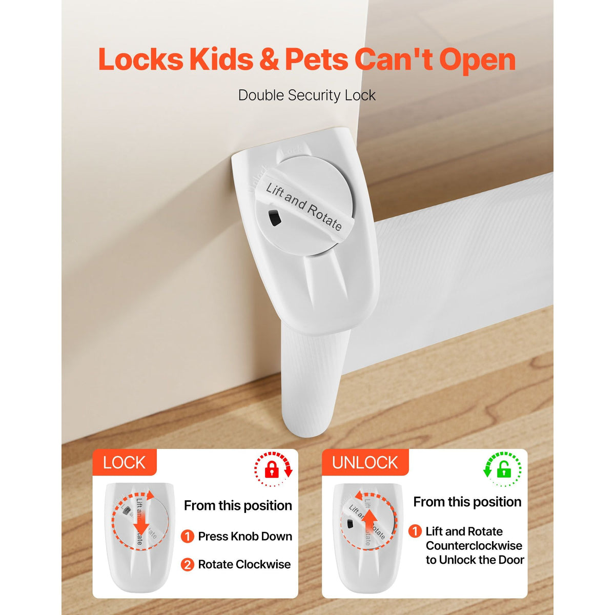 Retractable Baby Gate, Extends to 56.3 inch Wide, 31.3 inch Tall, with Security Lock, Easy to Use, Walk Through Without Tripping, Mesh Dog Gate for Stairs, Hallways, Indoor/Outdoor, White