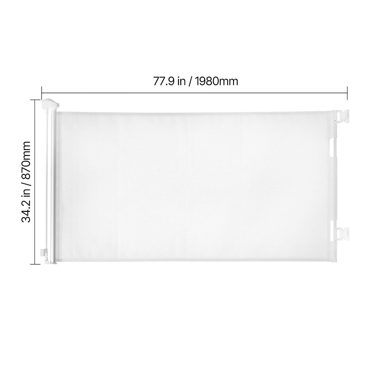 Retractable Baby Gate, Extends to 72.8 inch Wide, 31.3 inch Tall, with Security Lock, Easy to Use, Walk Through Without Tripping, Mesh Dog Gate for Stairs, Hallways, Indoor/Outdoor, White