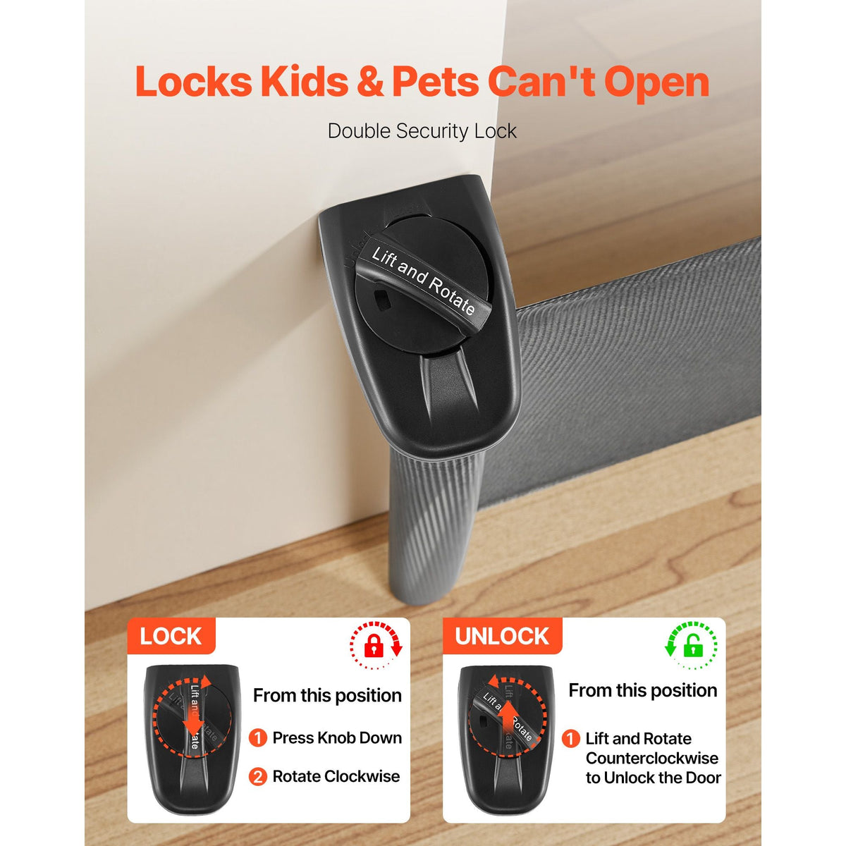 Retractable Baby Gate, Extends to 72.8 inch Wide, 38.5 inch Tall, with Security Lock, Easy to Use, Walk Through Without Tripping, Mesh Dog Gate for Stairs, Hallways, Indoor/Outdoor, Black