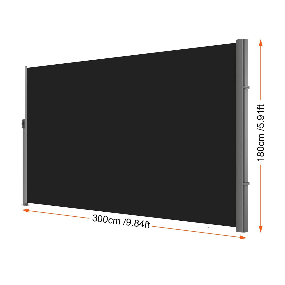 Retractable Side Awning, 71''x 118'' Aluminum Outdoor Privacy Screen, 280g Polyester Water-proof Retractable Patio Screen, UV 30+ Room Divider Wind Screen for Patio, Backyard, Balcony, Black