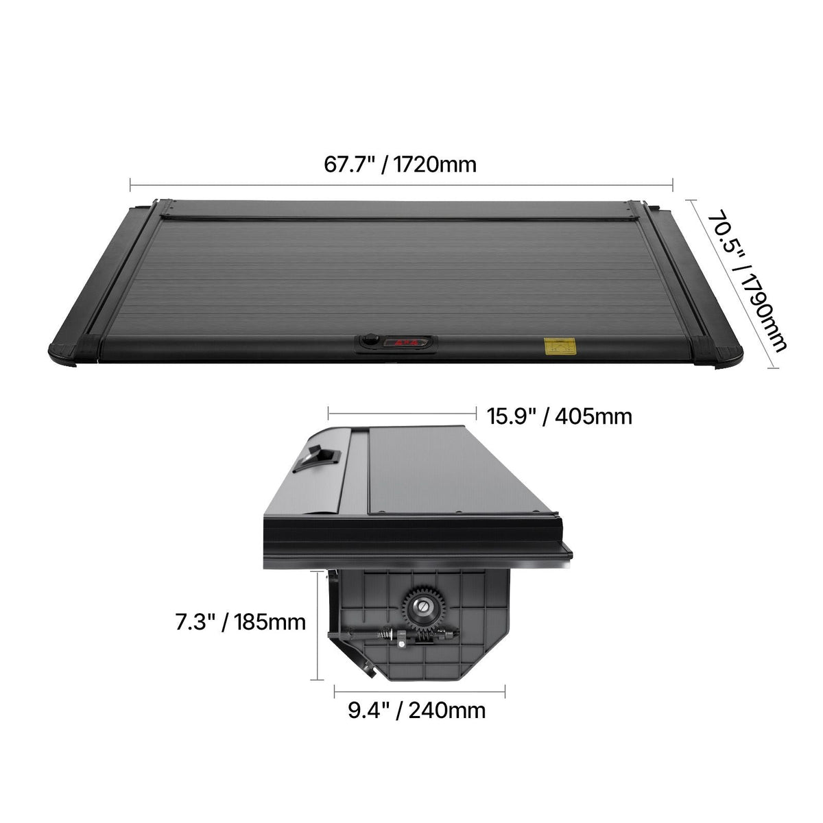 Retractable Tonneau Cover, 5.8 ft Hard Tonneau Cover with Built-in Drainage Pipe for 2021-2024 Chevy/GMC Silverado/Sierra 1500 Crew Cab, Customized Hard Tonneau Cover with Double-Lock & T-Slot